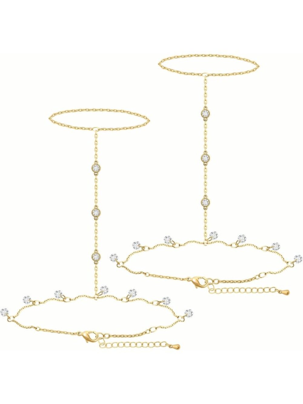 Trendy 14K Gold Finger Ring Bracelet Hand Chain - Waterproof Jewelry for Summer